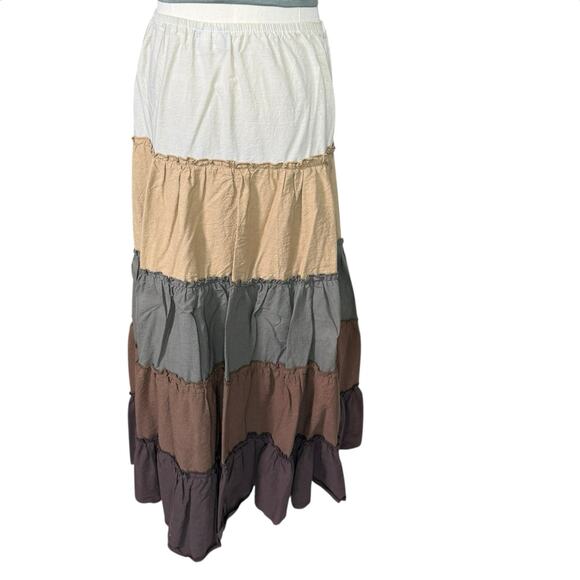Tiered Cottagecore Prairie Skirt | Boho Maxi Earth Tones | Small NWOT - Picture 2 of 9